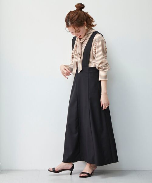 le.coeur blanc（ルクールブラン）の「セミフレア2wayジャンパースカート（ジャンパースカート・レディース・ブラック/グレー・38/36）」の11枚目の写真