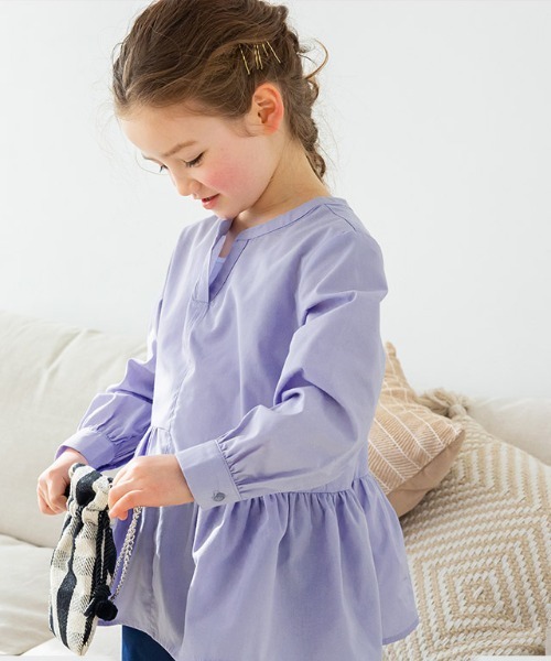 lulpini(ルルピー二)の「kids アシメギャザーブラウス(シャツ/ブラウス・キッズ・ラベンダー/イエロー/ピンク・S/M/L)」の2枚目の写真