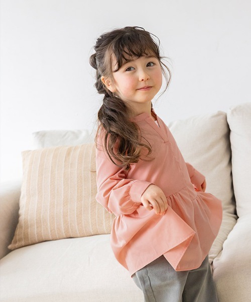 lulpini(ルルピー二)の「kids アシメギャザーブラウス(シャツ/ブラウス・キッズ・ラベンダー/イエロー/ピンク・S/M/L)」の4枚目の写真