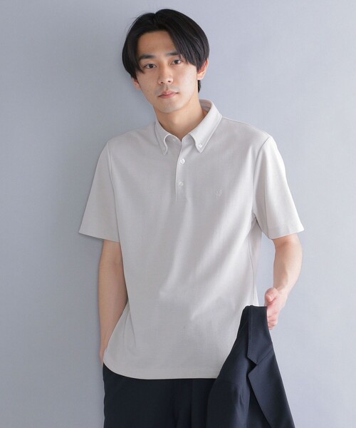 SHIPS（シップス）の「*SHIPS: 吸水速乾・UVケア Drymix（R) ワンポイント ロゴ ボタンダウン ポロシャツ（ポロシャツ・メンズ・ライトグレー/ブラック/ベージュ/ネイビー/ピンク/ブルー/ダークグレー/ロイヤルブルー/ライトブルー・SMALL/MEDIUM/LARGE/X-LARGE/XX-LARGE）」の5枚目の写真