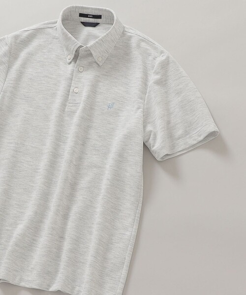 SHIPS（シップス）の「*SHIPS: 吸水速乾・UVケア Drymix（R) ワンポイント ロゴ ボタンダウン ポロシャツ（ポロシャツ・メンズ・ライトグレー/ブラック/ベージュ/ネイビー/ピンク/ブルー/ダークグレー/ロイヤルブルー/ライトブルー・SMALL/MEDIUM/LARGE/X-LARGE/XX-LARGE）」の3枚目の写真