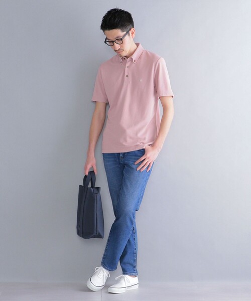 SHIPS（シップス）の「*SHIPS: 吸水速乾・UVケア Drymix（R) ワンポイント ロゴ ボタンダウン ポロシャツ（ポロシャツ・メンズ・ライトグレー/ブラック/ベージュ/ネイビー/ピンク/ブルー/ダークグレー/ロイヤルブルー/ライトブルー・SMALL/MEDIUM/LARGE/X-LARGE/XX-LARGE）」の13枚目の写真