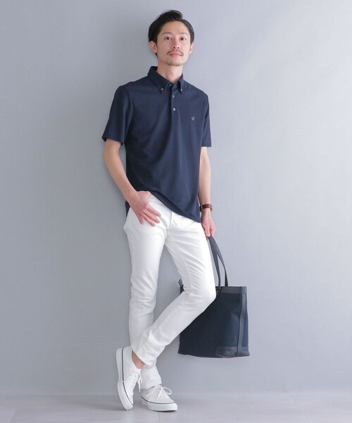 SHIPS（シップス）の「*SHIPS: 吸水速乾・UVケア Drymix（R) ワンポイント ロゴ ボタンダウン ポロシャツ（ポロシャツ・メンズ・ライトグレー/ブラック/ベージュ/ネイビー/ピンク/ブルー/ダークグレー/ロイヤルブルー/ライトブルー・SMALL/MEDIUM/LARGE/X-LARGE/XX-LARGE）」の17枚目の写真