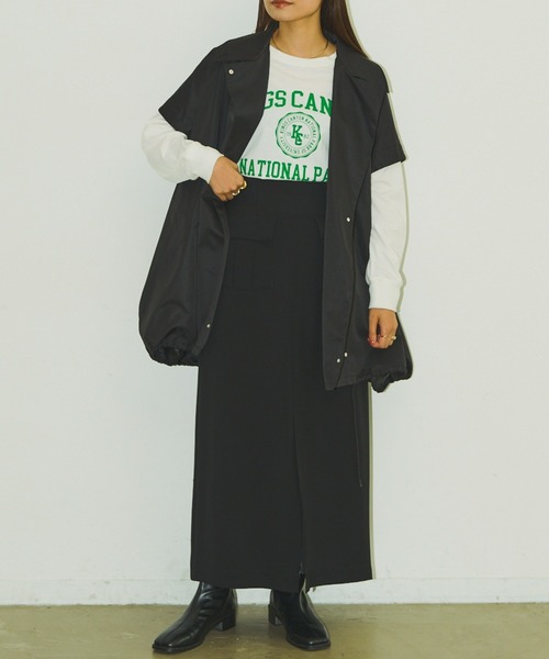 Aunt Marie's（アントマリーズ）の「フロントポケットロングナロースカート / セットアップ対応（スカート・レディース・ブラック/アイボリー/ブラウン・FREE）」の9枚目の写真