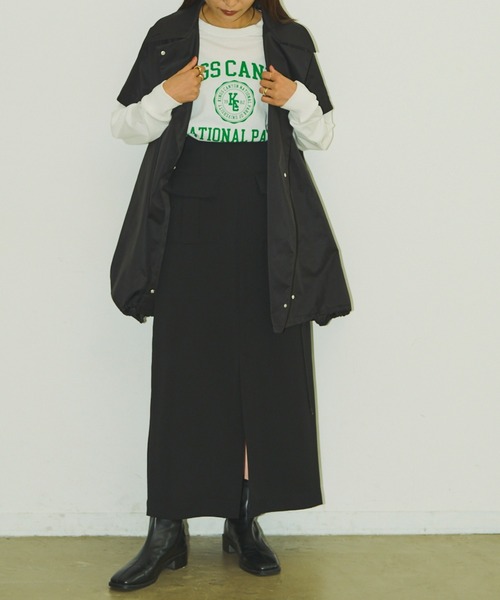 Aunt Marie's（アントマリーズ）の「フロントポケットロングナロースカート / セットアップ対応（スカート・レディース・ブラック/アイボリー/ブラウン・FREE）」の10枚目の写真