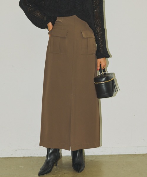 Aunt Marie's（アントマリーズ）の「フロントポケットロングナロースカート / セットアップ対応（スカート・レディース・ブラック/アイボリー/ブラウン・FREE）」の19枚目の写真