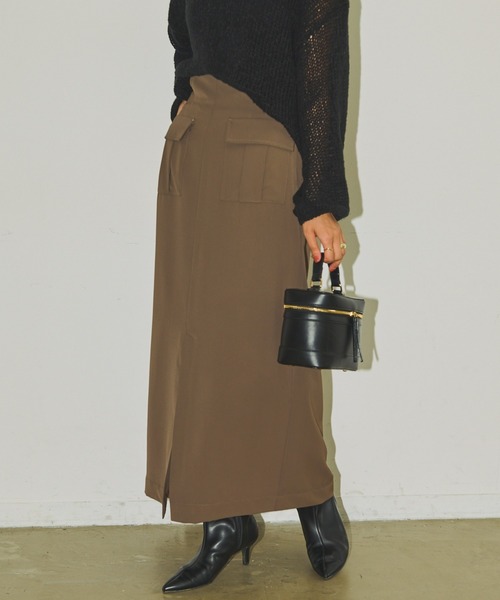 Aunt Marie's（アントマリーズ）の「フロントポケットロングナロースカート / セットアップ対応（スカート・レディース・ブラック/アイボリー/ブラウン・FREE）」の20枚目の写真
