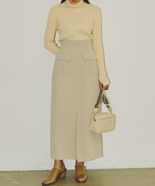 Aunt Marie's（アントマリーズ）の「フロントポケットロングナロースカート / セットアップ対応（スカート・レディース・ブラック/アイボリー/ブラウン・FREE）」の14枚目の写真