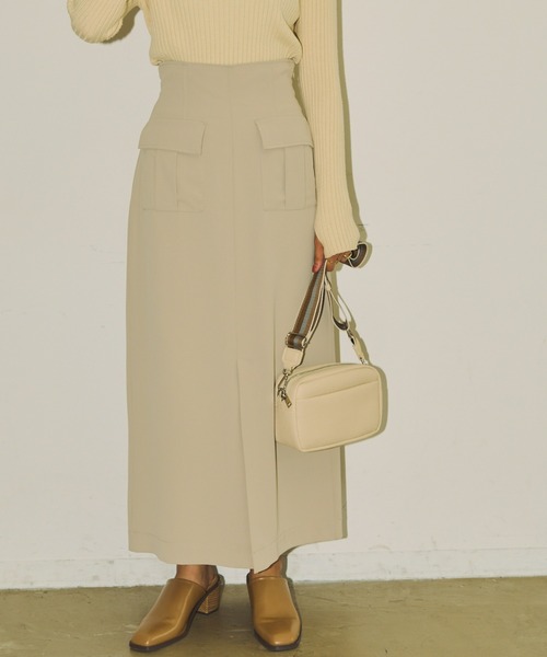 Aunt Marie's（アントマリーズ）の「フロントポケットロングナロースカート / セットアップ対応（スカート・レディース・ブラック/アイボリー/ブラウン・FREE）」の12枚目の写真