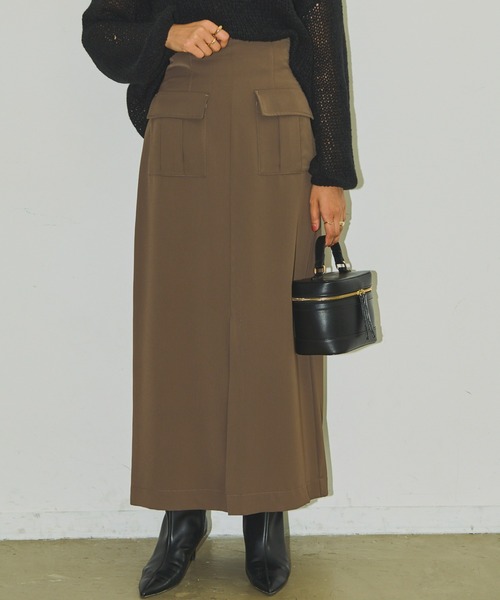 Aunt Marie's（アントマリーズ）の「フロントポケットロングナロースカート / セットアップ対応（スカート・レディース・ブラック/アイボリー/ブラウン・FREE）」の17枚目の写真