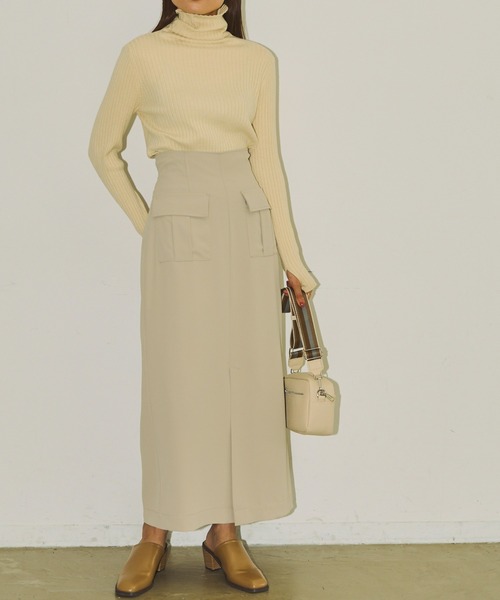 Aunt Marie's（アントマリーズ）の「フロントポケットロングナロースカート / セットアップ対応（スカート・レディース・ブラック/アイボリー/ブラウン・FREE）」の13枚目の写真