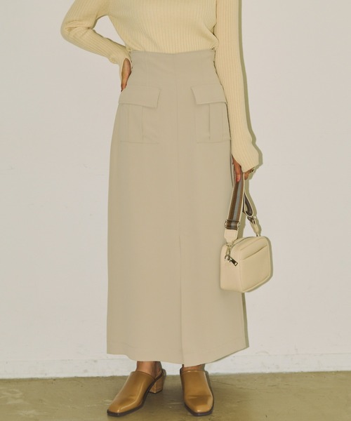 Aunt Marie's（アントマリーズ）の「フロントポケットロングナロースカート / セットアップ対応（スカート・レディース・ブラック/アイボリー/ブラウン・FREE）」の11枚目の写真