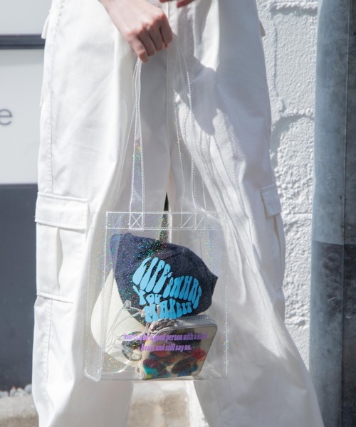 WEGO（ウィゴー）の「WEGO/ミニクリアトート（トートバッグ・レディース・ブラック/その他1/ホワイト系その他・FREE）」の21枚目の写真