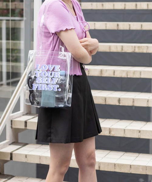 WEGO（ウィゴー）の「WEGO/ミニクリアトート（トートバッグ・レディース・ブラック/その他1/ホワイト系その他・FREE）」の5枚目の写真