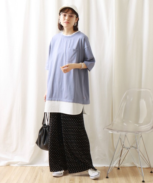 libelle more(リベル モア)の「USAコットン 接触冷感重ね着風プルオーバー(Tシャツ/カットソー・レディース・カーキ/ブラック/オフホワイト/ベージュ/ブルー・M)」の11枚目の写真