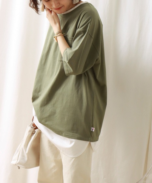 libelle more(リベル モア)の「USAコットン 接触冷感重ね着風プルオーバー(Tシャツ/カットソー・レディース・カーキ/ブラック/オフホワイト/ベージュ/ブルー・M)」の17枚目の写真