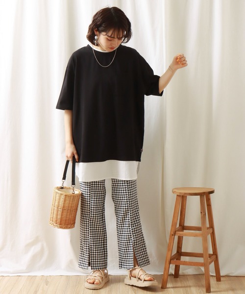 libelle more(リベル モア)の「USAコットン 接触冷感重ね着風プルオーバー(Tシャツ/カットソー・レディース・カーキ/ブラック/オフホワイト/ベージュ/ブルー・M)」の8枚目の写真