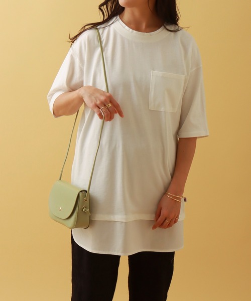 libelle more(リベル モア)の「USAコットン 接触冷感重ね着風プルオーバー(Tシャツ/カットソー・レディース・カーキ/ブラック/オフホワイト/ベージュ/ブルー・M)」の18枚目の写真