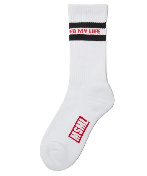 MSML（エムエスエムエル）の「LINE SOX（ソックス/靴下・メンズ・ブラック×ブラック/ブラック×レッド・FREE）」の2枚目の写真