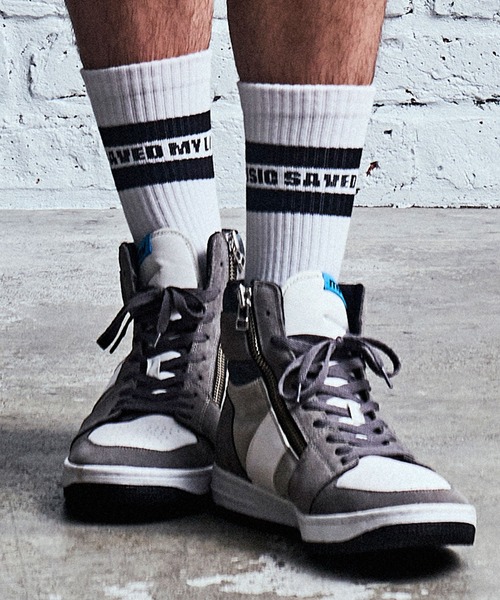 MSML（エムエスエムエル）の「LINE SOX（ソックス/靴下・メンズ・ブラック×ブラック/ブラック×レッド・FREE）」の3枚目の写真