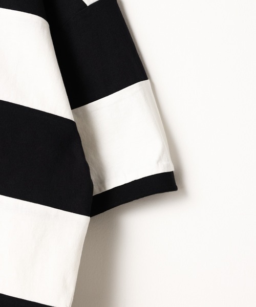 WEGO(ウィゴー)の「WEGO/ヘビーウエイト ワイドボーダーBIGポロ(ポロシャツ・メンズ・ホワイト/ダークグリーン/イエロー・LARGE/MEDIUM)」の18枚目の写真