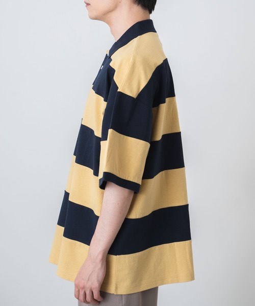 WEGO(ウィゴー)の「WEGO/ヘビーウエイト ワイドボーダーBIGポロ(ポロシャツ・メンズ・ホワイト/ダークグリーン/イエロー・LARGE/MEDIUM)」の21枚目の写真