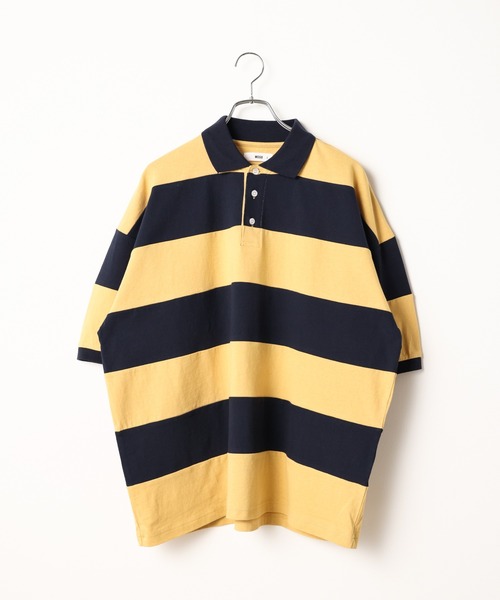 WEGO(ウィゴー)の「WEGO/ヘビーウエイト ワイドボーダーBIGポロ(ポロシャツ・メンズ・ホワイト/ダークグリーン/イエロー・LARGE/MEDIUM)」の22枚目の写真