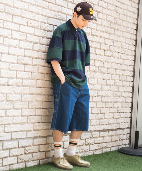 WEGO(ウィゴー)の「WEGO/ヘビーウエイト ワイドボーダーBIGポロ(ポロシャツ・メンズ・ホワイト/ダークグリーン/イエロー・LARGE/MEDIUM)」の12枚目の写真