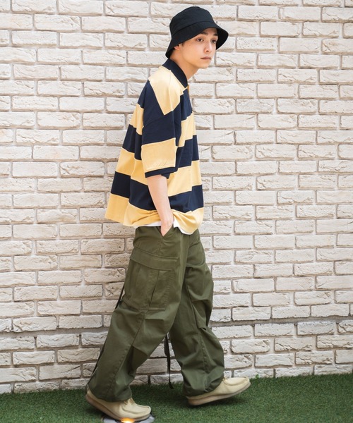 WEGO(ウィゴー)の「WEGO/ヘビーウエイト ワイドボーダーBIGポロ(ポロシャツ・メンズ・ホワイト/ダークグリーン/イエロー・LARGE/MEDIUM)」の15枚目の写真