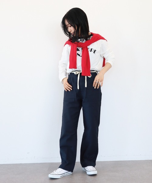 AMERICAN HOLIC(アメリカンホリック)の「【小柄女性向け】ベルト付きベーカーパンツ(カーゴパンツ・レディース・ネイビー/カーキ・XS)」の8枚目の写真