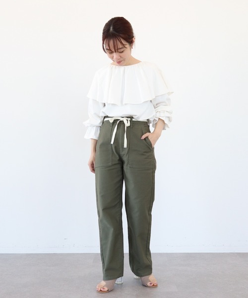 AMERICAN HOLIC(アメリカンホリック)の「【小柄女性向け】ベルト付きベーカーパンツ(カーゴパンツ・レディース・ネイビー/カーキ・XS)」の11枚目の写真