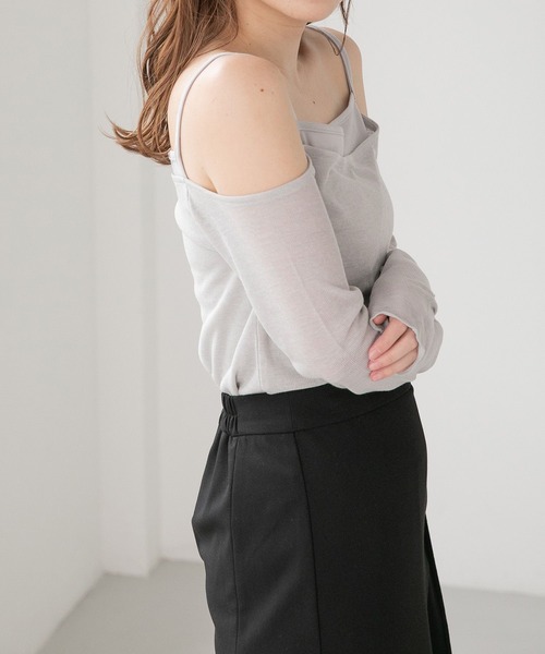 Heather（ヘザー）の「シアーキャミSETカットソー　283339（Tシャツ/カットソー・レディース・ライトグレー/ブラック/ピンク・FREE）」の13枚目の写真
