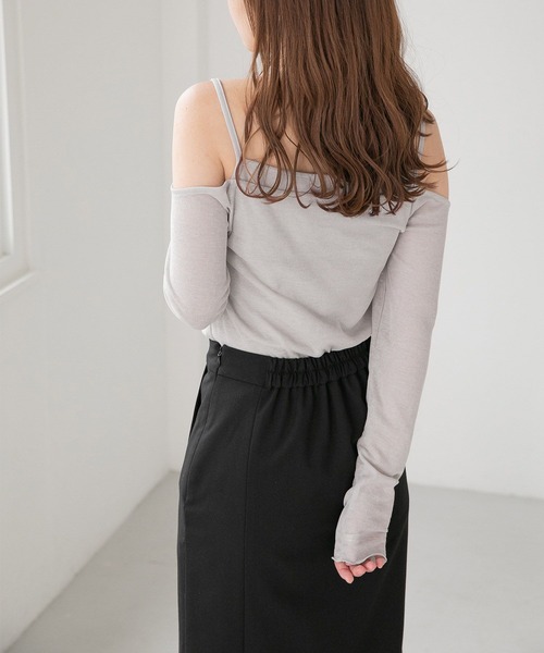 Heather（ヘザー）の「シアーキャミSETカットソー　283339（Tシャツ/カットソー・レディース・ライトグレー/ブラック/ピンク・FREE）」の14枚目の写真