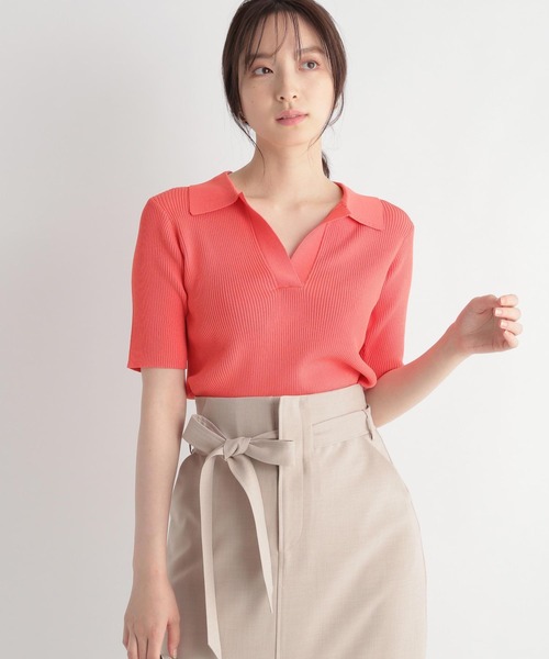 Andemiu（アンデミュウ）の「リブスキッパーニット279658（ニット/セーター・レディース・ホワイト/ブラック/オレンジ/ブルー・FREE）」の4枚目の写真