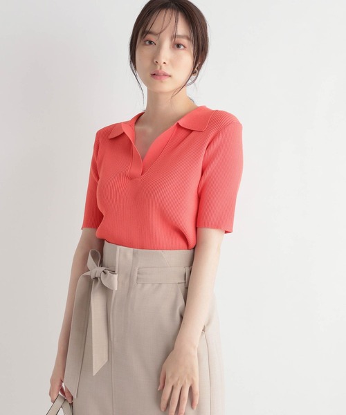 Andemiu（アンデミュウ）の「リブスキッパーニット279658（ニット/セーター・レディース・ホワイト/ブラック/オレンジ/ブルー・FREE）」の9枚目の写真