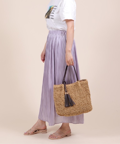 BASE（ベース）の「タッセル付きかごバッグ（かごバッグ・レディース・ブラック/グリーン/ベージュ/ネイビー・FREE）」の20枚目の写真