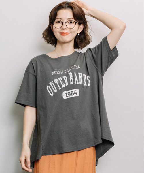 refinedworks（リファインドワークス）の「ドライ天竺フレアロゴT（Tシャツ/カットソー・レディース・ブラウン/グレー/オフホワイト/ピンク・FREE）」の2枚目の写真