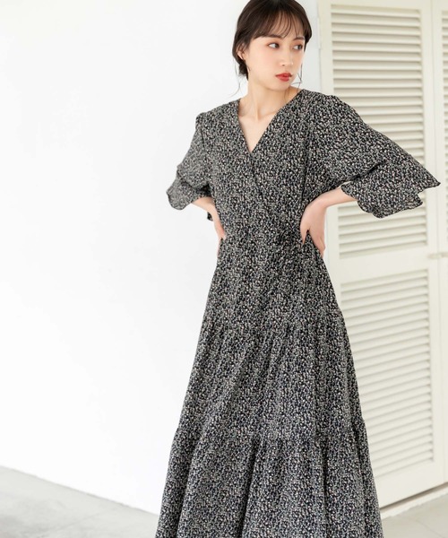 CHICWISH★ペイズリー模様ティアードカシュクールワンピース☆ 未使用/定価4.2万】カツシゲ*リバティプリントSummer Blooms2段