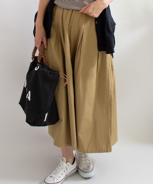 ALL ORDINARIES（オールオーディナリーズ）の「無地ダブルタックスカート（スカート・レディース・チャコールグレー/ベージュ/オリーブ/イエロー・F）」の3枚目の写真
