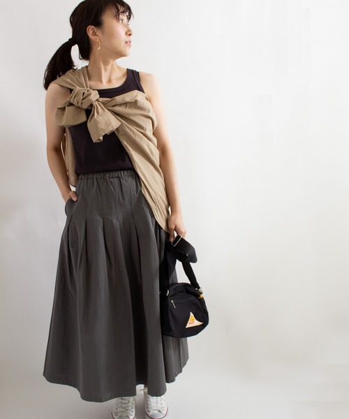 ALL ORDINARIES（オールオーディナリーズ）の「無地ダブルタックスカート（スカート・レディース・チャコールグレー/ベージュ/オリーブ/イエロー・F）」の12枚目の写真