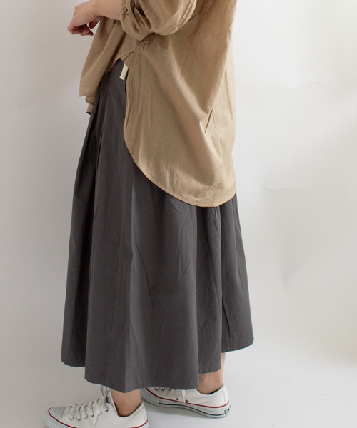ALL ORDINARIES（オールオーディナリーズ）の「無地ダブルタックスカート（スカート・レディース・チャコールグレー/ベージュ/オリーブ/イエロー・F）」の10枚目の写真