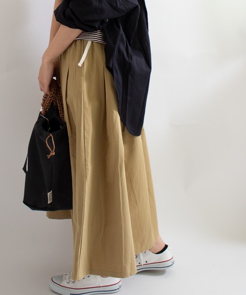 ALL ORDINARIES（オールオーディナリーズ）の「無地ダブルタックスカート（スカート・レディース・チャコールグレー/ベージュ/オリーブ/イエロー・F）」の15枚目の写真