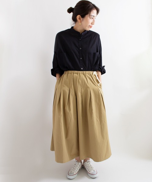 ALL ORDINARIES（オールオーディナリーズ）の「無地ダブルタックスカート（スカート・レディース・チャコールグレー/ベージュ/オリーブ/イエロー・F）」の14枚目の写真