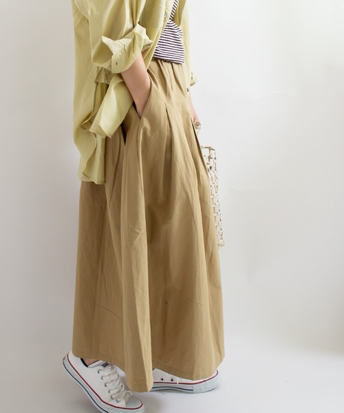 ALL ORDINARIES（オールオーディナリーズ）の「無地ダブルタックスカート（スカート・レディース・チャコールグレー/ベージュ/オリーブ/イエロー・F）」の13枚目の写真