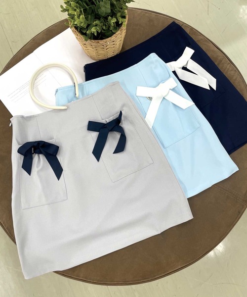 SPIGA（スピーガ）の「ポケットリボン付ミニSK（スカート・レディース・ネイビー系/グレー/ブルー・SMALL/MEDIUM）」の10枚目の写真