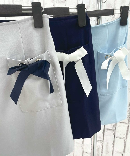 SPIGA（スピーガ）の「ポケットリボン付ミニSK（スカート・レディース・ネイビー系/グレー/ブルー・SMALL/MEDIUM）」の7枚目の写真