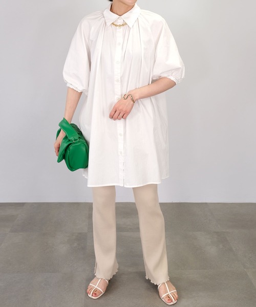 ANDJ(アンドジェイ)の「ボリュームスリーブチュニックブラウス(シャツ/ブラウス・レディース・ブラック/ホワイト/ライトブルー・M)」の16枚目の写真