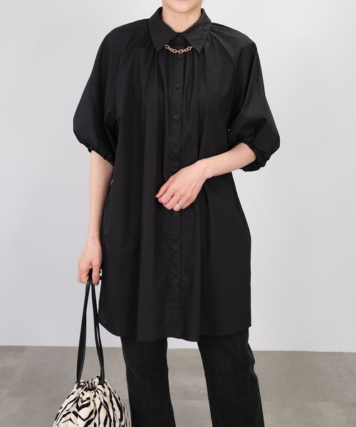 ANDJ(アンドジェイ)の「ボリュームスリーブチュニックブラウス(シャツ/ブラウス・レディース・ブラック/ホワイト/ライトブルー・M)」の13枚目の写真