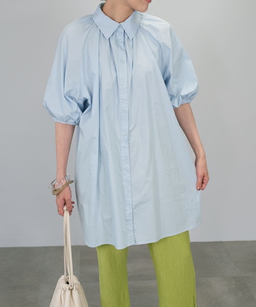 ANDJ(アンドジェイ)の「ボリュームスリーブチュニックブラウス(シャツ/ブラウス・レディース・ブラック/ホワイト/ライトブルー・M)」の10枚目の写真