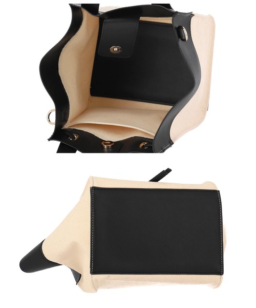 LATINA（ラティーナ）の「バイカラーキャンバスバッグ（ハンドバッグ・レディース・ブラック/ベージュ・FREE）」の12枚目の写真